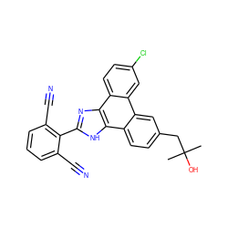 CC(C)(O)Cc1ccc2c(c1)c1cc(Cl)ccc1c1nc(-c3c(C#N)cccc3C#N)[nH]c21 ZINC000043153507