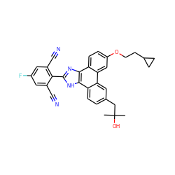 CC(C)(O)Cc1ccc2c(c1)c1cc(OCCC3CC3)ccc1c1nc(-c3c(C#N)cc(F)cc3C#N)[nH]c21 ZINC000045245781