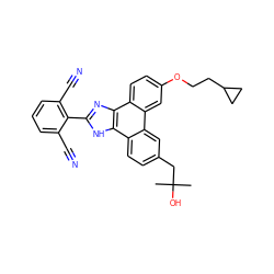 CC(C)(O)Cc1ccc2c(c1)c1cc(OCCC3CC3)ccc1c1nc(-c3c(C#N)cccc3C#N)[nH]c21 ZINC000035261448