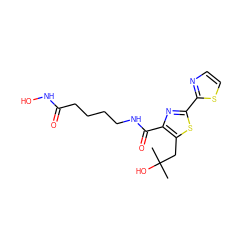 CC(C)(O)Cc1sc(-c2nccs2)nc1C(=O)NCCCCC(=O)NO ZINC000147367399