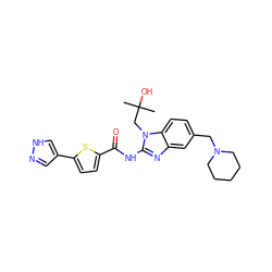 CC(C)(O)Cn1c(NC(=O)c2ccc(-c3cn[nH]c3)s2)nc2cc(CN3CCCCC3)ccc21 ZINC000040957327