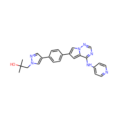 CC(C)(O)Cn1cc(-c2ccc(-c3cc4c(Nc5ccncc5)ncnn4c3)cc2)cn1 ZINC000299836329