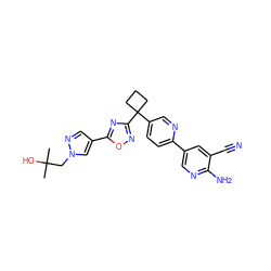 CC(C)(O)Cn1cc(-c2nc(C3(c4ccc(-c5cnc(N)c(C#N)c5)nc4)CCC3)no2)cn1 ZINC000096175575