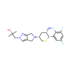 CC(C)(O)Cn1cc2c(n1)CN([C@H]1CS[C@@H](c3cc(F)cc(F)c3F)[C@@H](N)C1)C2 ZINC000169708404