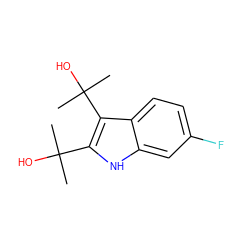 CC(C)(O)c1[nH]c2cc(F)ccc2c1C(C)(C)O ZINC000015933821