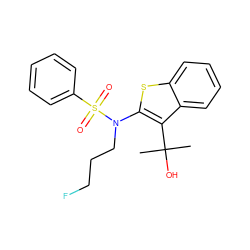 CC(C)(O)c1c(N(CCCF)S(=O)(=O)c2ccccc2)sc2ccccc12 ZINC000115230391