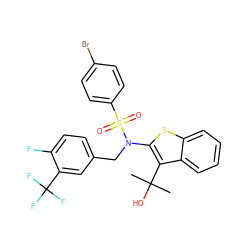 CC(C)(O)c1c(N(Cc2ccc(F)c(C(F)(F)F)c2)S(=O)(=O)c2ccc(Br)cc2)sc2ccccc12 ZINC000115250552