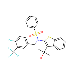 CC(C)(O)c1c(N(Cc2ccc(F)c(C(F)(F)F)c2)S(=O)(=O)c2ccccc2)sc2ccccc12 ZINC000115230450