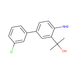 CC(C)(O)c1cc(-c2cccc(Cl)c2)ccc1N ZINC000013439677