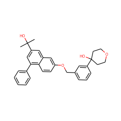 CC(C)(O)c1cc(-c2ccccc2)c2ccc(OCc3cccc(C4(O)CCOCC4)c3)cc2c1 ZINC000013759154