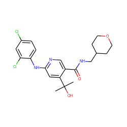 CC(C)(O)c1cc(Nc2ccc(Cl)cc2Cl)ncc1C(=O)NCC1CCOCC1 ZINC000040934169