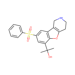 CC(C)(O)c1cc(S(=O)(=O)c2ccccc2)cc2c3c(oc12)CCNC3 ZINC000147542335