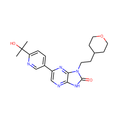 CC(C)(O)c1ccc(-c2cnc3[nH]c(=O)n(CCC4CCOCC4)c3n2)cn1 ZINC000113924597