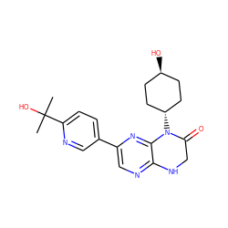 CC(C)(O)c1ccc(-c2cnc3c(n2)N([C@H]2CC[C@H](O)CC2)C(=O)CN3)cn1 ZINC000113218112