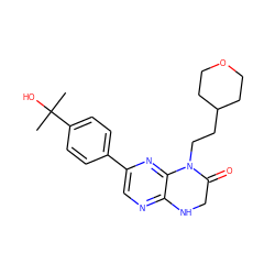 CC(C)(O)c1ccc(-c2cnc3c(n2)N(CCC2CCOCC2)C(=O)CN3)cc1 ZINC000113195401