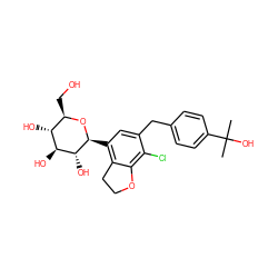 CC(C)(O)c1ccc(Cc2cc([C@@H]3O[C@H](CO)[C@@H](O)[C@H](O)[C@H]3O)c3c(c2Cl)OCC3)cc1 ZINC000206068334