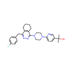 CC(C)(O)c1ccc(N2CCN(c3nnc(Cc4ccc(F)cc4)c4c3CCCC4)CC2)nc1 ZINC000201145605