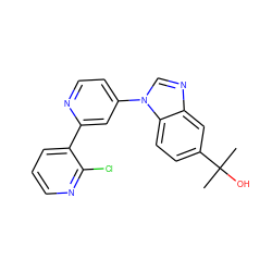 CC(C)(O)c1ccc2c(c1)ncn2-c1ccnc(-c2cccnc2Cl)c1 ZINC000068206945