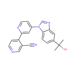 CC(C)(O)c1ccc2c(c1)ncn2-c1ccnc(-c2ccncc2C#N)c1 ZINC000068206942