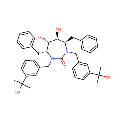 CC(C)(O)c1cccc(CN2C(=O)N(Cc3cccc(C(C)(C)O)c3)[C@H](Cc3ccccc3)[C@H](O)[C@@H](O)[C@H]2Cc2ccccc2)c1 ZINC000026818563