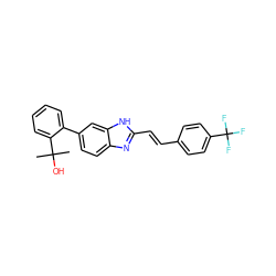 CC(C)(O)c1ccccc1-c1ccc2nc(/C=C/c3ccc(C(F)(F)F)cc3)[nH]c2c1 ZINC000043175494