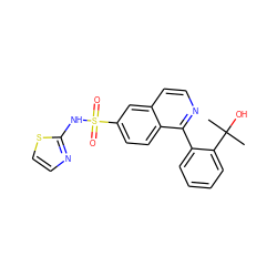 CC(C)(O)c1ccccc1-c1nccc2cc(S(=O)(=O)Nc3nccs3)ccc12 ZINC000215515901