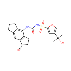 CC(C)(O)c1coc(S(=O)(=O)NC(=O)Nc2c3c(cc4c2CC[C@@H]4O)CCC3)c1 ZINC001772639970