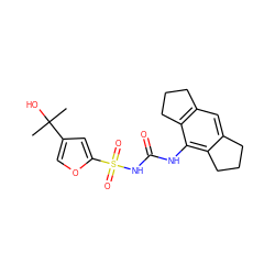 CC(C)(O)c1coc(S(=O)(=O)NC(=O)Nc2c3c(cc4c2CCC4)CCC3)c1 ZINC000034025113