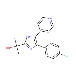 CC(C)(O)c1nc(-c2ccc(F)cc2)c(-c2ccncc2)[nH]1 ZINC000008536322