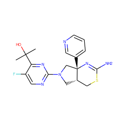 CC(C)(O)c1nc(N2C[C@H]3CSC(N)=N[C@@]3(c3cccnc3)C2)ncc1F ZINC000143550272