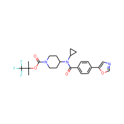 CC(C)(OC(=O)N1CCC(N(C(=O)c2ccc(-c3cnco3)cc2)C2CC2)CC1)C(F)(F)F ZINC000223641615