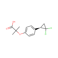 CC(C)(Oc1ccc([C@H]2CC2(Cl)Cl)cc1)C(=O)O ZINC000000004942