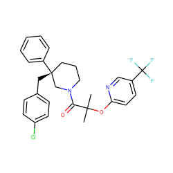 CC(C)(Oc1ccc(C(F)(F)F)cn1)C(=O)N1CCC[C@@](Cc2ccc(Cl)cc2)(c2ccccc2)C1 ZINC000058487856