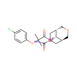 CC(C)(Oc1ccc(Cl)cc1)C(=O)N[C@H]1[C@H]2COC[C@H]1C[C@@H](C(N)=O)C2 ZINC000253884009