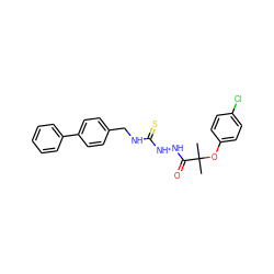 CC(C)(Oc1ccc(Cl)cc1)C(=O)NNC(=S)NCc1ccc(-c2ccccc2)cc1 ZINC000096285272