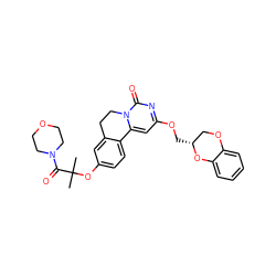 CC(C)(Oc1ccc2c(c1)CCn1c-2cc(OC[C@@H]2COc3ccccc3O2)nc1=O)C(=O)N1CCOCC1 ZINC000221363907