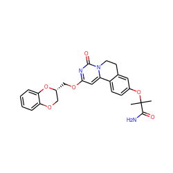 CC(C)(Oc1ccc2c(c1)CCn1c-2cc(OC[C@@H]2COc3ccccc3O2)nc1=O)C(N)=O ZINC000209697876