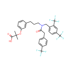 CC(C)(Oc1cccc(CCCN(Cc2ccc(C(F)(F)F)cc2C(F)(F)F)C(=O)Cc2ccc(C(F)(F)F)cc2)c1)C(=O)O ZINC000036757774