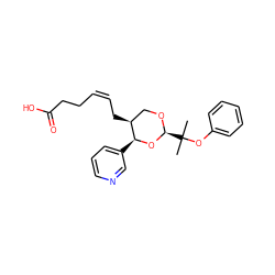 CC(C)(Oc1ccccc1)[C@@H]1OC[C@H](C/C=C\CCC(=O)O)[C@H](c2cccnc2)O1 ZINC000013887261