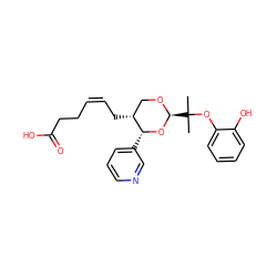 CC(C)(Oc1ccccc1O)[C@@H]1OC[C@@H](C/C=C\CCC(=O)O)[C@@H](c2cccnc2)O1 ZINC000027760915