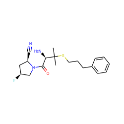 CC(C)(SCCCc1ccccc1)[C@H](N)C(=O)N1C[C@@H](F)C[C@H]1C#N ZINC000028565857