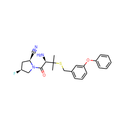 CC(C)(SCc1cccc(Oc2ccccc2)c1)[C@H](N)C(=O)N1C[C@@H](F)C[C@H]1C#N ZINC000028565537