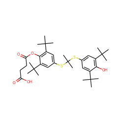 CC(C)(Sc1cc(C(C)(C)C)c(O)c(C(C)(C)C)c1)Sc1cc(C(C)(C)C)c(OC(=O)CCC(=O)O)c(C(C)(C)C)c1 ZINC000003937467