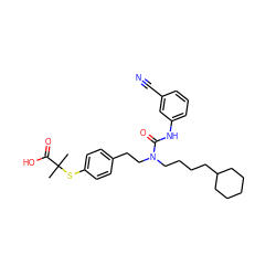 CC(C)(Sc1ccc(CCN(CCCCC2CCCCC2)C(=O)Nc2cccc(C#N)c2)cc1)C(=O)O ZINC000028232464