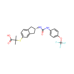 CC(C)(Sc1ccc2c(c1)C[C@@H](NC(=O)Nc1ccc(OC(F)(F)F)cc1)C2)C(=O)O ZINC000028971902