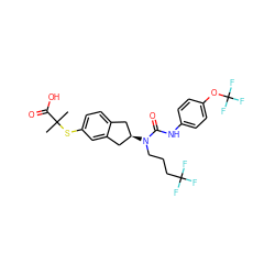 CC(C)(Sc1ccc2c(c1)C[C@H](N(CCCC(F)(F)F)C(=O)Nc1ccc(OC(F)(F)F)cc1)C2)C(=O)O ZINC000028972144