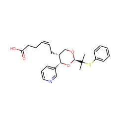 CC(C)(Sc1ccccc1)[C@@H]1OC[C@@H](C/C=C\CCC(=O)O)[C@@H](c2cccnc2)O1 ZINC000027734570