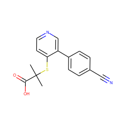 CC(C)(Sc1ccncc1-c1ccc(C#N)cc1)C(=O)O ZINC000146645962