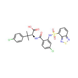 CC(C)(c1ccc(Cl)cc1)[C@H](NC(=O)c1ccc(Cl)cc1NS(=O)(=O)c1cccc2nsnc12)C(=O)O ZINC000049694624