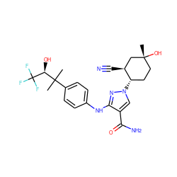 CC(C)(c1ccc(Nc2nn([C@H]3CC[C@@](C)(O)C[C@@H]3C#N)cc2C(N)=O)cc1)[C@H](O)C(F)(F)F ZINC000221863797